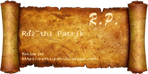Réthi Patrik névjegykártya